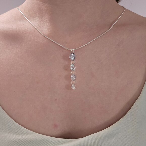 3/$15 silver plated snake chain with diamond like pendant - Picture 3 of 5